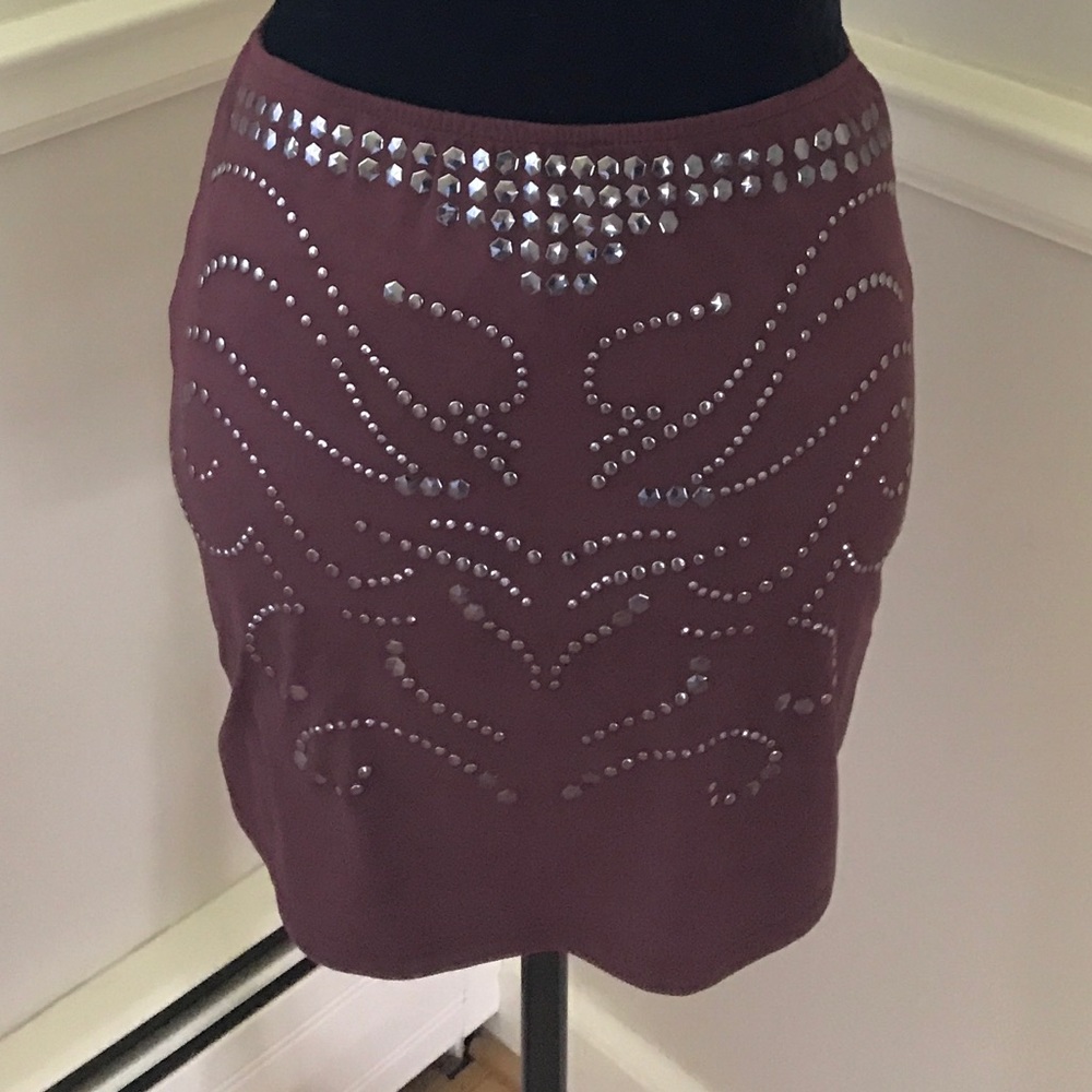 Maroon embellished mini from Zara in Spain
